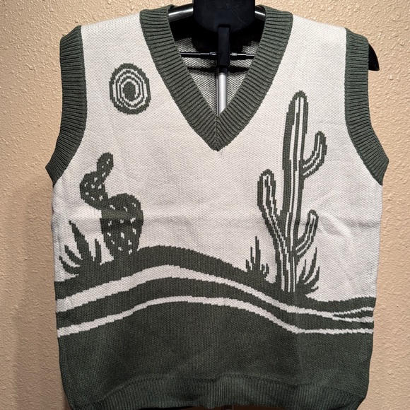Miss Sparkling Sweaters - Women’s large sweater vest - cactus / cowgirl / western / southwest/ New